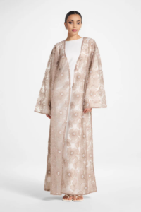 Floral Embellished Abaya & Dress Set | Two Piece Modest Set | Embroidered Outfit