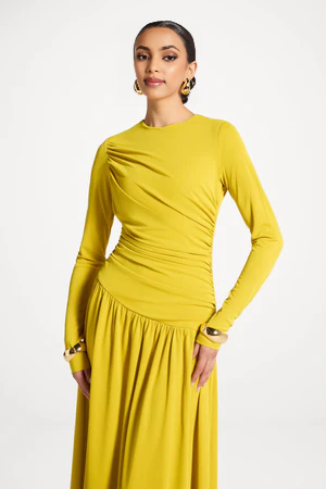 habonebutik Asymmetrical Waist Ruched Maxi Dress | One Shoulder Long Gown | Modest Evening Dress | Eid Wedding Guest Dress