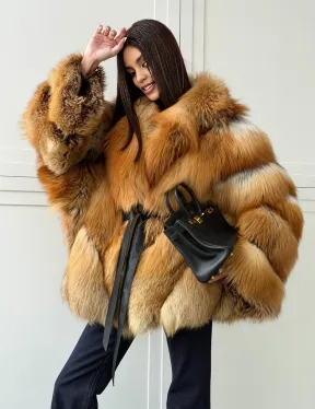 4a7b6ea3-64e3-4232-988f-fa49a6ab9aab Oversize Fire Fox Fur Coat | Genuine Red Fox Fur Jacket | Long Winter Luxury Coat | Women's Hooded Fur