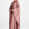 Elegant Butterfly Abaya Dress, Modest Satin Kaftan, Batwing Sleeve, Minimalist Muslim Gown