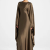 Elegant Butterfly Abaya Dress, Modest Satin Kaftan, Batwing Sleeve, Minimalist Muslim Gown