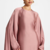 Elegant Butterfly Abaya Dress, Modest Satin Kaftan, Batwing Sleeve, Minimalist Muslim Gown