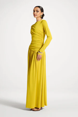 6200efe5-dd5e-45c3-a1b3-b3ae87548036 Asymmetrical Waist Ruched Maxi Dress | One Shoulder Long Gown | Modest Evening Dress | Eid Wedding Guest Dress