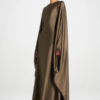 Elegant Butterfly Abaya Dress, Modest Satin Kaftan, Batwing Sleeve, Minimalist Muslim Gown