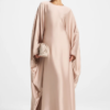 Elegant Butterfly Abaya Dress, Modest Satin Kaftan, Batwing Sleeve, Minimalist Muslim Gown