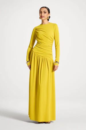 78ab48c6-198a-499b-8849-155c258ea473 Asymmetrical Waist Ruched Maxi Dress | One Shoulder Long Gown | Modest Evening Dress | Eid Wedding Guest Dress