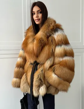 83283237-d9e1-4eea-b8af-8b9b5730bd66 Oversize Fire Fox Fur Coat | Genuine Red Fox Fur Jacket | Long Winter Luxury Coat | Women's Hooded Fur