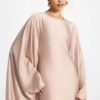 Elegant Butterfly Abaya Dress, Modest Satin Kaftan, Batwing Sleeve, Minimalist Muslim Gown