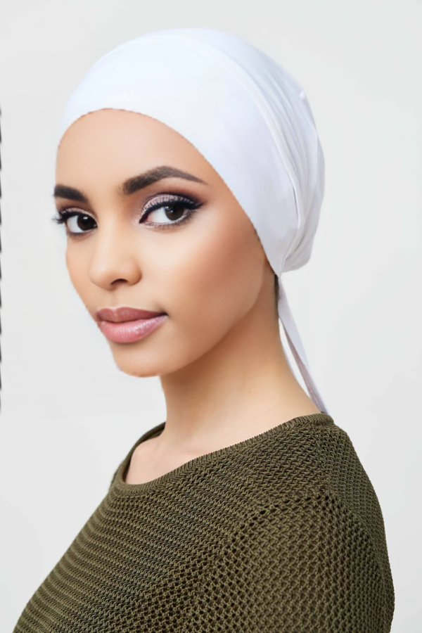 a536e72e-b4d3-4dfe-a193-77663d8f6d10 Bamboo Jersey Silk Lined Tie Back Undercap | Silver Cloud Hijab Undercap | Non Slip Hijab Cap | Underscarf Muslim Hat