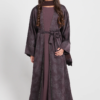 Junior Girls Botanical Cocoa Noir Four Piece Abaya Set | Limited Edition Modest Islamic Wear for Kids