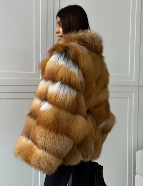 d8c57ed5-de5a-4209-9c2f-85c5a0b09900 Oversize Fire Fox Fur Coat | Genuine Red Fox Fur Jacket | Long Winter Luxury Coat | Women's Hooded Fur