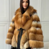 habonebutik Oversize Fire Fox Fur Coat | Genuine Red Fox Fur Jacket | Long Winter Luxury Coat | Women's Hooded Fur