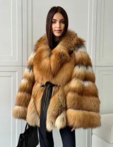 Oversize Fire Fox Fur Coat | Genuine Red Fox Fur Jacket | Long Winter Luxury Coat | Women's Hooded Fur