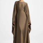 Elegant Butterfly Abaya Dress, Modest Satin Kaftan, Batwing Sleeve, Minimalist Muslim Gown