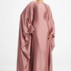 Elegant Butterfly Abaya Dress, Modest Satin Kaftan, Batwing Sleeve, Minimalist Muslim Gown