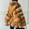 habonebutik Oversize Fire Fox Fur Coat | Genuine Red Fox Fur Jacket | Long Winter Luxury Coat | Women's Hooded Fur