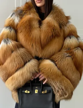 img-2836 Oversize Fire Fox Fur Coat | Genuine Red Fox Fur Jacket | Long Winter Luxury Coat | Women's Hooded Fur