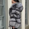 Silver Fox Fur Poncho Coat | Luxurious Hooded Fur Stole | Statement Winter Wrap | Natural Fox Fur Outerwear