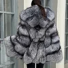 Silver Fox Fur Poncho Coat | Luxurious Hooded Fur Stole | Statement Winter Wrap | Natural Fox Fur Outerwear