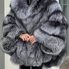 Silver Fox Fur Poncho Coat | Luxurious Hooded Fur Stole | Statement Winter Wrap | Natural Fox Fur Outerwear