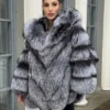 Silver Fox Fur Poncho Coat | Luxurious Hooded Fur Stole | Statement Winter Wrap | Natural Fox Fur Outerwear