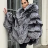 Silver Fox Fur Poncho Coat | Luxurious Hooded Fur Stole | Statement Winter Wrap | Natural Fox Fur Outerwear