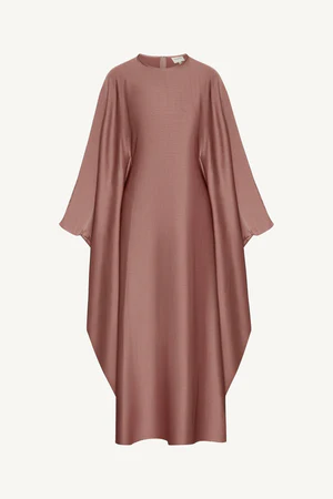 Elegant Butterfly Abaya Dress, Modest Satin Kaftan, Batwing Sleeve, Minimalist Muslim Gown