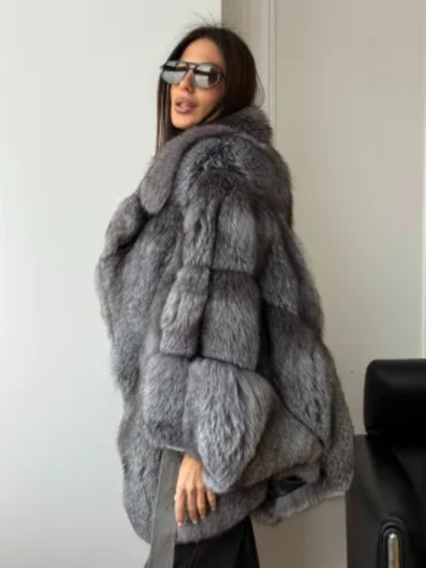 img-2062 (1) Fox Fur Poncho Coat | Natural Fox Fur Hooded Poncho | Luxurious Winter Stole | Statement Cape Coat | Vintage Fur Outerwear