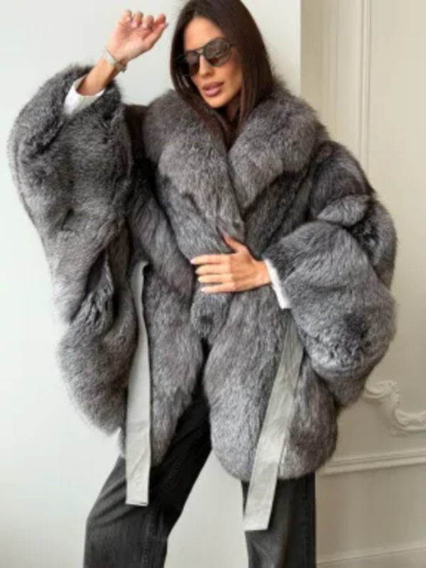 img-2063 (1) Fox Fur Poncho Coat | Natural Fox Fur Hooded Poncho | Luxurious Winter Stole | Statement Cape Coat | Vintage Fur Outerwear