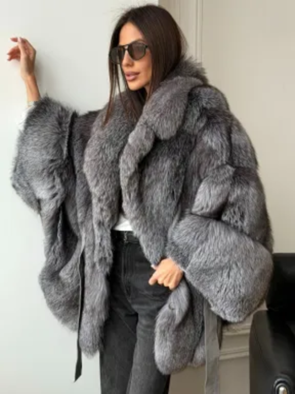 img-2064 (1) Fox Fur Poncho Coat | Natural Fox Fur Hooded Poncho | Luxurious Winter Stole | Statement Cape Coat | Vintage Fur Outerwear