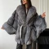 habonebutik Fox Fur Poncho Coat | Natural Fox Fur Hooded Poncho | Luxurious Winter Stole | Statement Cape Coat | Vintage Fur Outerwear