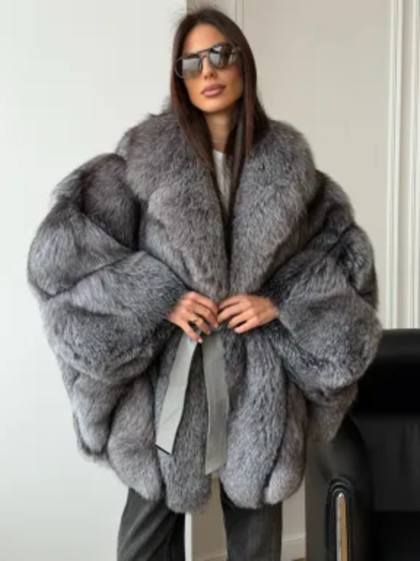 img-2066 (1) Fox Fur Poncho Coat | Natural Fox Fur Hooded Poncho | Luxurious Winter Stole | Statement Cape Coat | Vintage Fur Outerwear