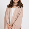Junior Girls Four Piece Open Abaya Set | Nude Mink Abaya with Dainty Embroidery | Eid Outfit for Girls | Flower Girl & Special Occasion Dress