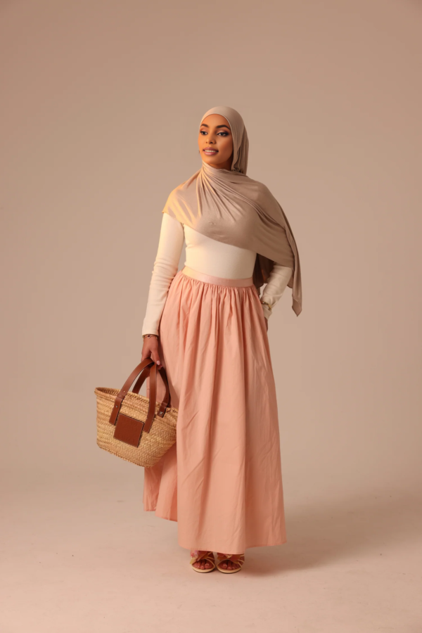 habonebutik Paris Poplin Skirt | Fit-and-Flare Cotton Midi | Elegant White Summer Skirt | Side Pocket A-Line | Women's Classic Wardrobe