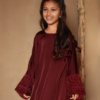 habonebutikkids Aaliya Collections Maroon Kids Abaya | Embroidered Modest Dress for Girls | Special Occasion & Eid Dress
