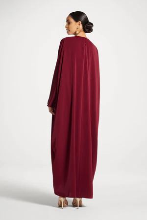 habonebutik Nadine Double Maxi Dress | Wild Mushroom Brown Long Sleeve Gown