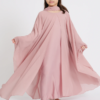 habonebutik Junior Girls Closed Abaya Dress | Butterfly Cut Abaya in Blushing Rose | Eid Dress for Girls | Modest Party & Celebration Dress
