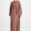 habonebutik Nadine Double Maxi Dress | Wild Mushroom Brown Long Sleeve Gown