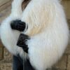 habonebutik White Llama Fur Coat | Ethical Genuine Llama Fur | Vintage Style Luxury Fur Jacket | Winter Faux Fur Alternative Coat