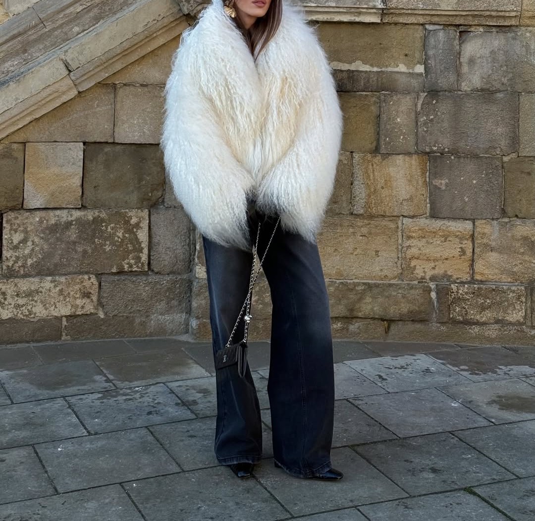 White Llama Fur Coat | Ethical Genuine Llama Fur | Vintage Style Luxury Fur Jacket | Winter Faux Fur Alternative Coat - Image 7