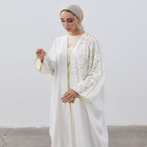 Burgundy Calligraphy Crepe Abaya – Timeless Elegance