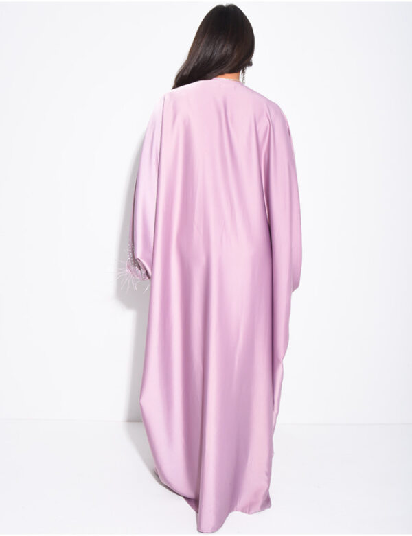 Butterfly Abaya with Crystals | Feather Trim Kaftan | Embellished Evening Abaya | Luxury Eid Dress | Statement Bridal Abaya