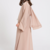 Junior Girls Four Piece Open Abaya Set | Nude Mink Abaya with Dainty Embroidery | Eid Outfit for Girls | Flower Girl & Special Occasion Dress