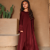 habonebutikkids Aaliya Collections Maroon Kids Abaya | Embroidered Modest Dress for Girls | Special Occasion & Eid Dress