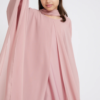 f25a87a9-b8df-4d99-b405-f5de579b807c Junior Girls Closed Abaya Dress | Butterfly Cut Abaya in Blushing Rose | Eid Dress for Girls | Modest Party & Celebration Dress