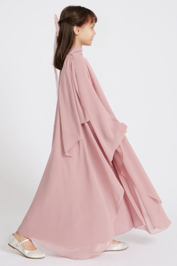f6b08b8f-04c3-48f9-b0f2-ea490471c9bf Junior Girls Closed Abaya Dress | Butterfly Cut Abaya in Blushing Rose | Eid Dress for Girls | Modest Party & Celebration Dress