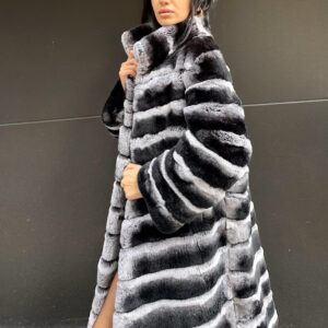 Natural Rex Rabbit Fur Coat in Natural Rex Color - Unique Soft Premium Coat -Women Fur Coat- Ladies Coat dress