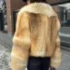 img-3355 olden Sunrise Fox Fur Crop Coat | Large Shawl Collar Fox Jacket | Luxurious Faux/Real Fur Coat | Statement Winter Outerwear | Wedding Guest Coat