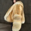 img-3656 olden Sunrise Fox Fur Crop Coat | Large Shawl Collar Fox Jacket | Luxurious Faux/Real Fur Coat | Statement Winter Outerwear | Wedding Guest Coat