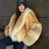img-3663 olden Sunrise Fox Fur Crop Coat | Large Shawl Collar Fox Jacket | Luxurious Faux/Real Fur Coat | Statement Winter Outerwear | Wedding Guest Coat